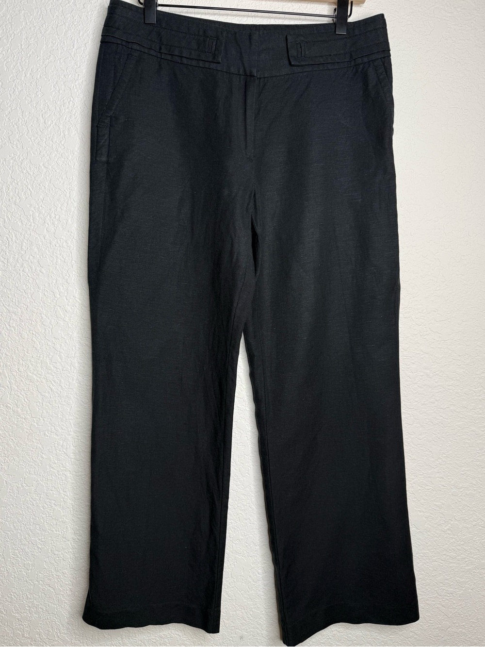 Alfani Petite Black Linen Blend Wide Leg Pants Size 12P Career Quiet Luxury